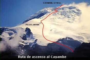 Ruta ascenso Cayambe