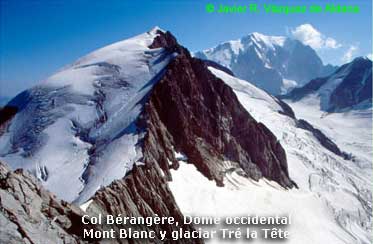 Vista de Dômes, Mont Blanc y glaciar Tré la Tète